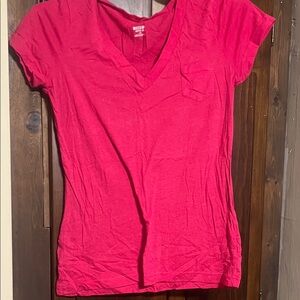 Mossimo Supply Co. Women's Bright Pink V-Neck Tee